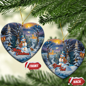 Personalized Snowman Christmas Ceramic Ornament Nostalgic Xmas Merry Christmas TS02 Heart Blue Printyourwear