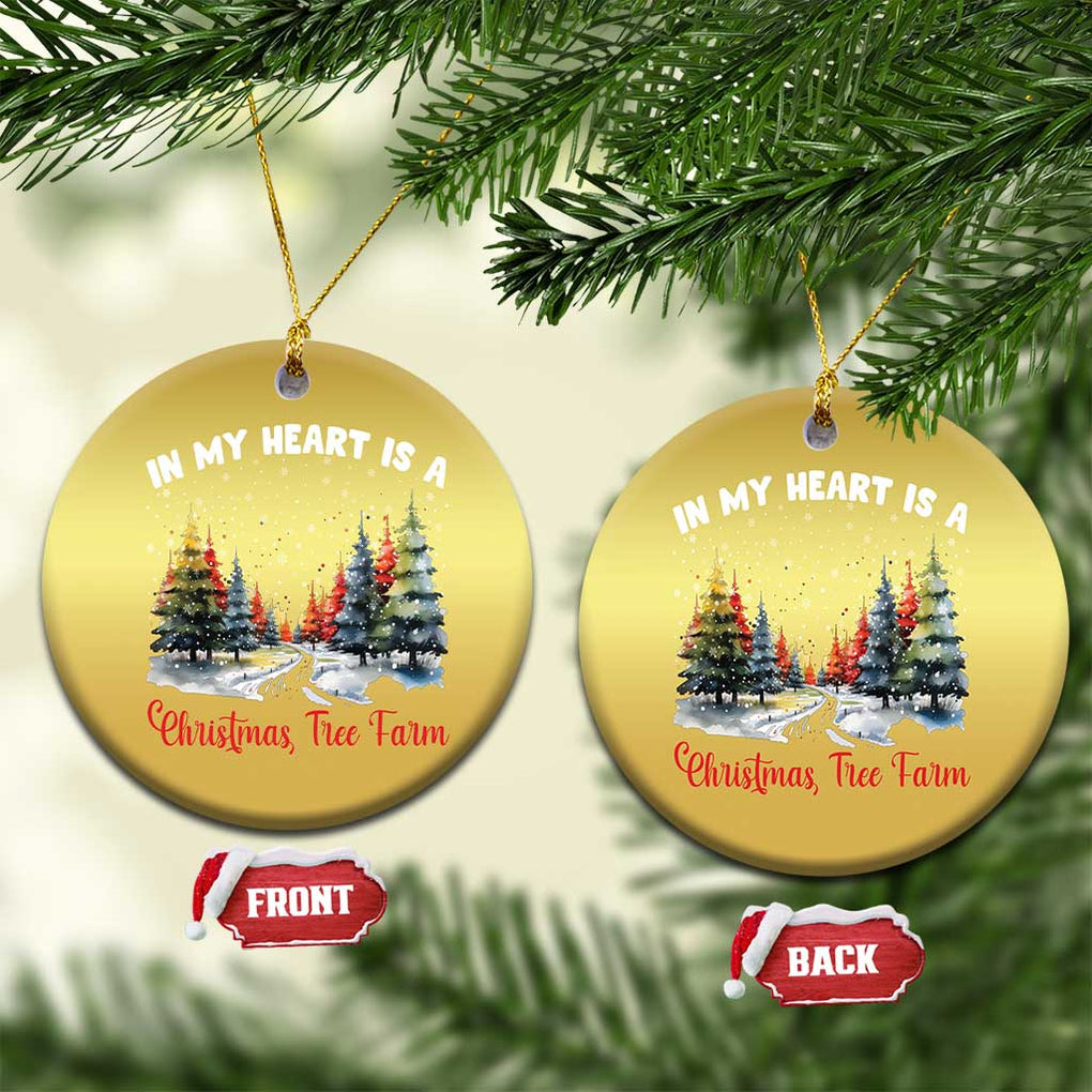 Funny Christmas Christmas Ornament In My Heart Is A Xmas Tree Farm Retro Vintage Clothing TS02 Circle Gold Print Your Wear