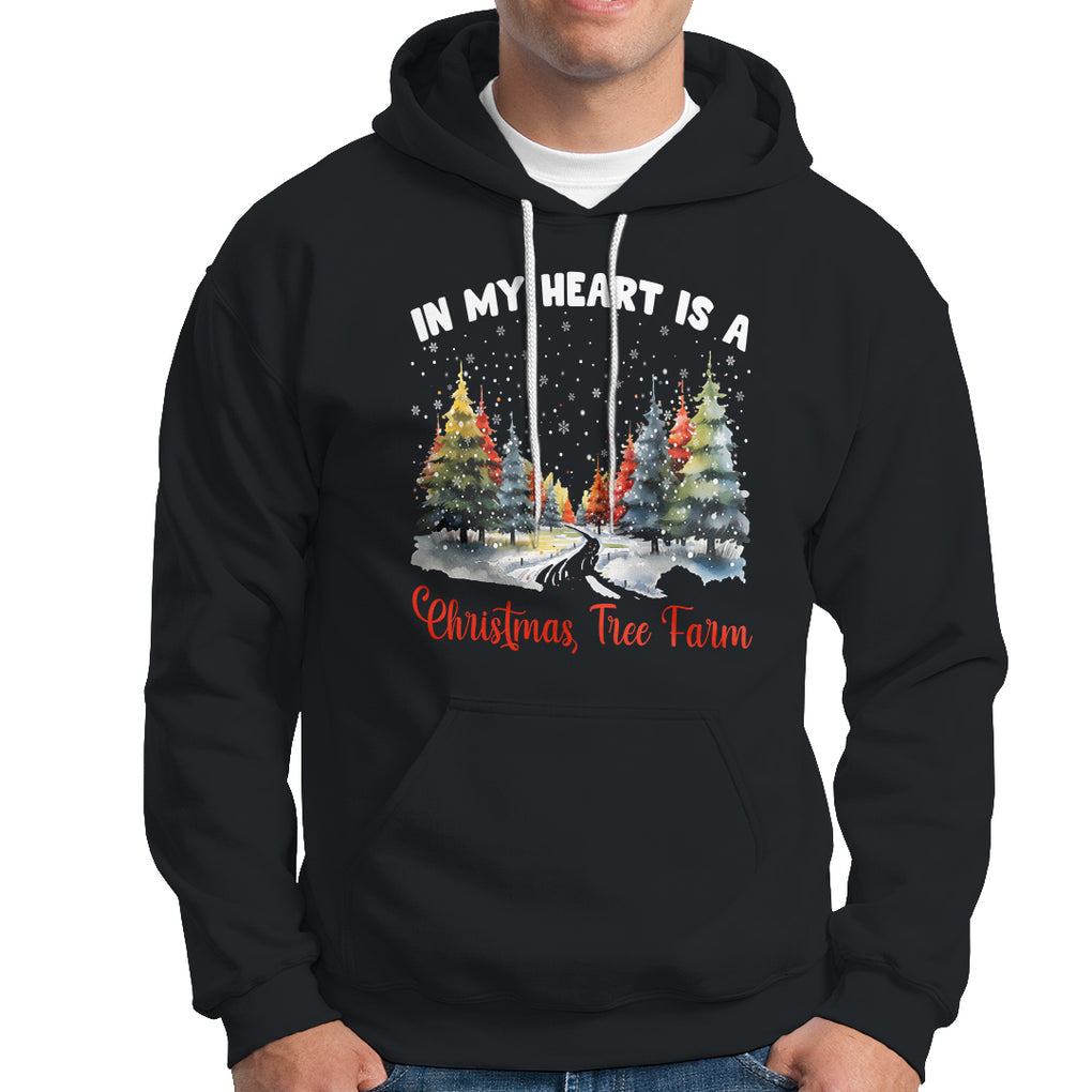 Funny Christmas Hoodie In My Heart Is A Xmas Tree Farm Retro Vintage Clothing TS02 Black Printyourwear