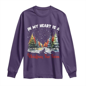 Funny Christmas Long Sleeve Shirt In My Heart Is A Xmas Tree Farm Retro Vintage Clothing TS02 Purple Print Your Wear