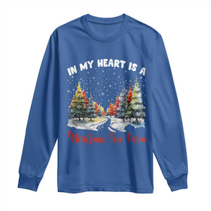 Funny Christmas Long Sleeve Shirt In My Heart Is A Xmas Tree Farm Retro Vintage Clothing TS02 Royal Blue Print Your Wear