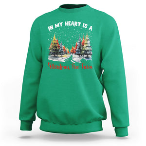 Funny Christmas Sweatshirt In My Heart Is A Xmas Tree Farm Retro Vintage Clothing TS02 Irish Green Printyourwear