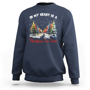 Funny Christmas Sweatshirt In My Heart Is A Xmas Tree Farm Retro Vintage Clothing TS02 Navy Printyourwear