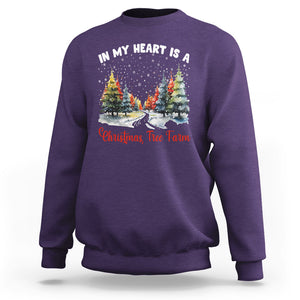 Funny Christmas Sweatshirt In My Heart Is A Xmas Tree Farm Retro Vintage Clothing TS02 Purple Printyourwear