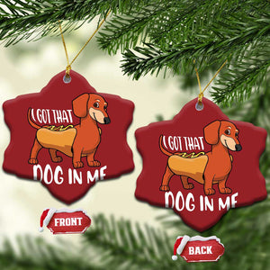 Funny Dachshund Christmas Ornament I Got That Dog In Me Wiener Sausage Hotdog Meme TS02 Snow Flake Red Print Your Wear