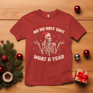 Skeleton Christmas T Shirt Ho Ho Holy Shit What A Year Retro Funny TS02 Red Printyourwear