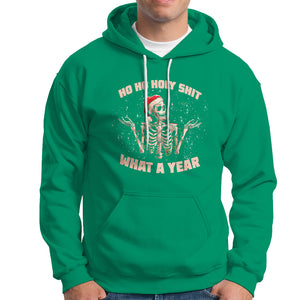 Skeleton Christmas Hoodie Ho Ho Holy Shit What A Year Retro Funny TS02 Irish Green Printyourwear