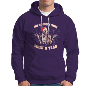 Skeleton Christmas Hoodie Ho Ho Holy Shit What A Year Retro Funny TS02 Purple Printyourwear