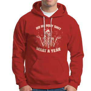 Skeleton Christmas Hoodie Ho Ho Holy Shit What A Year Retro Funny TS02 Red Printyourwear