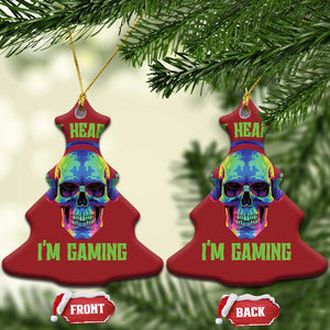 Skull Gamer Christmas Ornament Can't Hear You I'm Gaming Funny Video Game Lover Player TS02 Christmas Tree Red Print Your Wear