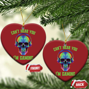 Skull Gamer Christmas Ornament Can't Hear You I'm Gaming Funny Video Game Lover Player TS02 Heart Red Print Your Wear