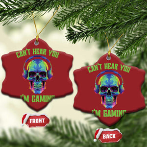 Skull Gamer Christmas Ornament Can't Hear You I'm Gaming Funny Video Game Lover Player TS02 Snow Flake Red Print Your Wear