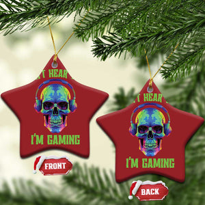 Skull Gamer Christmas Ornament Can't Hear You I'm Gaming Funny Video Game Lover Player TS02 Star Red Print Your Wear