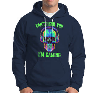 Skull Gamer Hoodie Can't Hear You I'm Gaming Funny Video Game Lover Player TS02 Navy Printyourwear