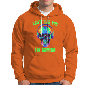 Skull Gamer Hoodie Can't Hear You I'm Gaming Funny Video Game Lover Player TS02 Orange Printyourwear