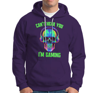 Skull Gamer Hoodie Can't Hear You I'm Gaming Funny Video Game Lover Player TS02 Purple Printyourwear