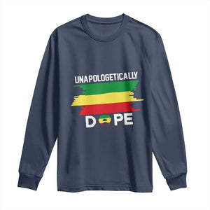 Black History Month Long Sleeve Shirt Unapologetically Dope Melanin Afro Black Pride TS02 Navy Print Your Wear