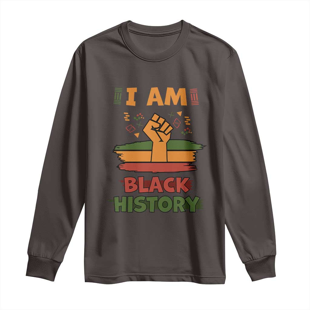 I Am Black History Long Sleeve Shirt African American Pride Celebration Month TS02 Dark Chocolate Print Your Wear