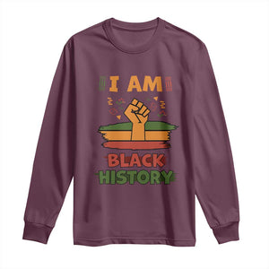 I Am Black History Long Sleeve Shirt African American Pride Celebration Month TS02 Maroon Print Your Wear