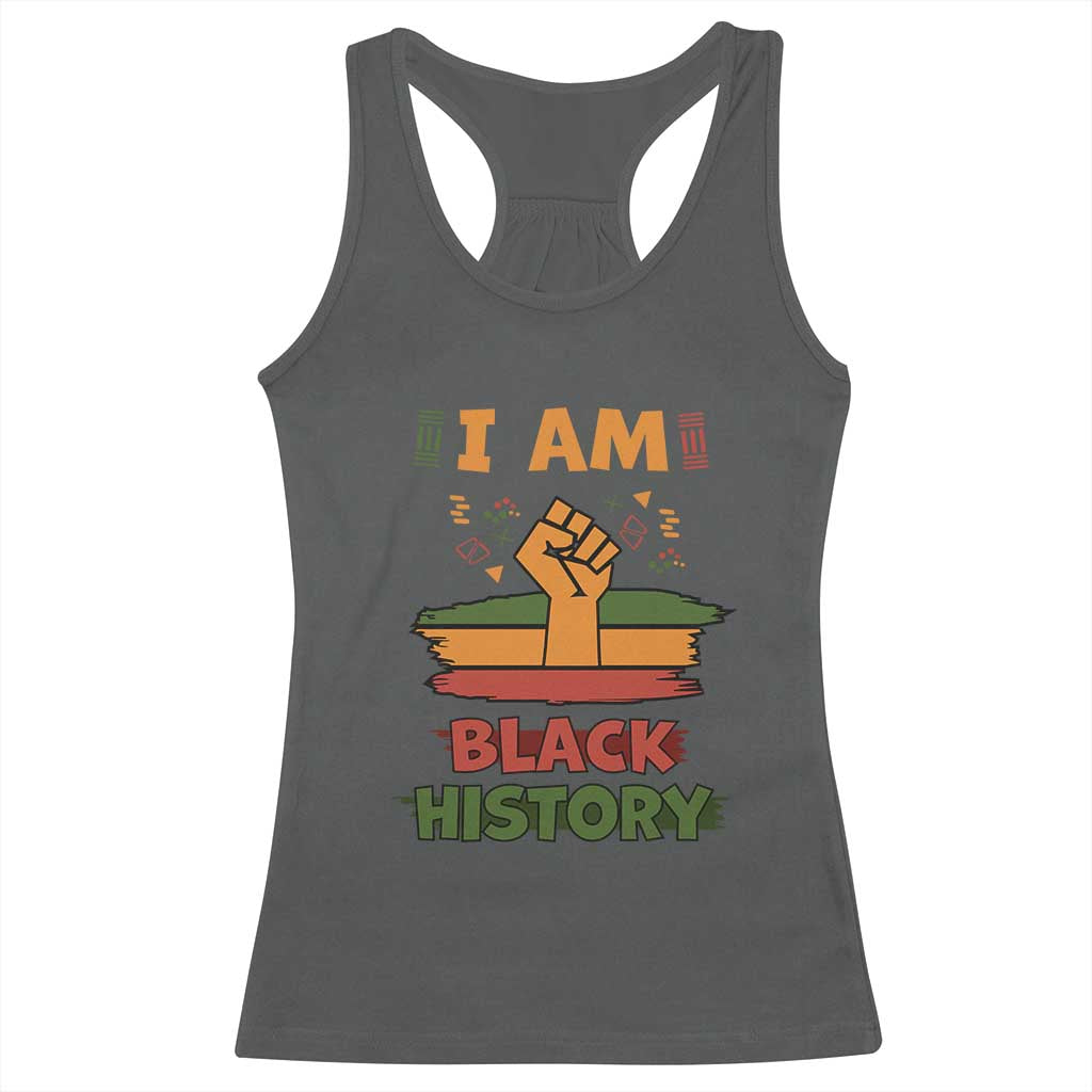 I Am Black History Racerback Tank Top African American Pride Celebration Month TS02 Dark Heather Print Your Wear