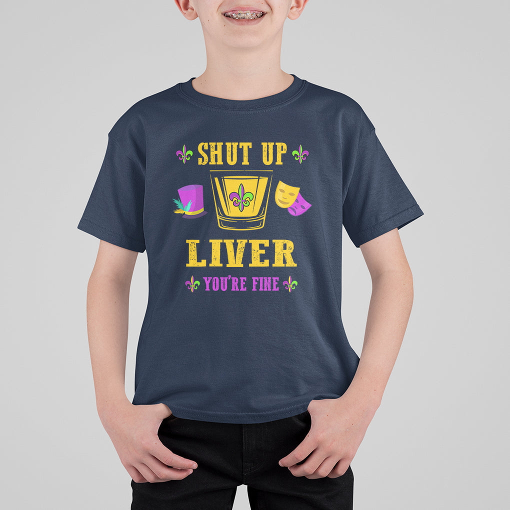 Mardi Gras Skull T Shirt For Kid Let The Shenanigans Begin Mardi Gras Costume Mask TS02 Navy Printyourwear