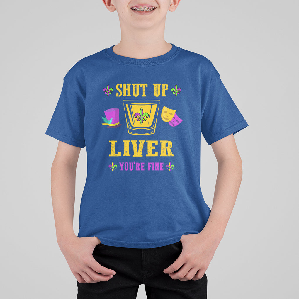 Mardi Gras Skull T Shirt For Kid Let The Shenanigans Begin Mardi Gras Costume Mask TS02 Royal Blue Printyourwear