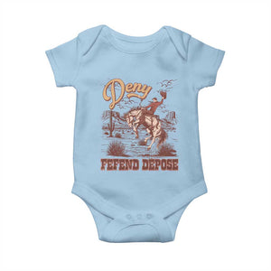 Western Cowboy Baby Onesie Deny Defend Depose TS02 Light Blue Print Your Wear