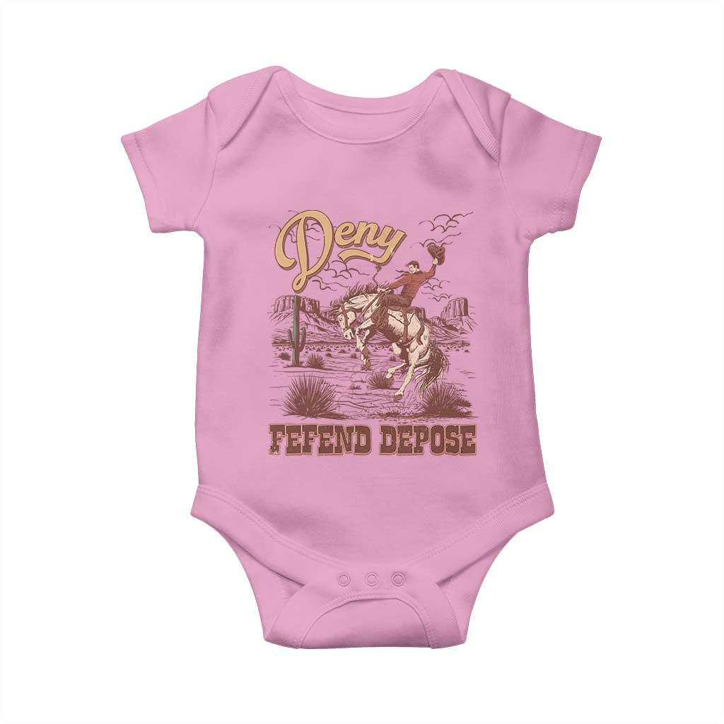 Western Cowboy Baby Onesie Deny Defend Depose TS02 Light Pink Print Your Wear
