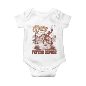 Western Cowboy Baby Onesie Deny Defend Depose TS02 White Print Your Wear