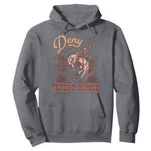 Western Cowboy Hoodie Deny Defend Depose TS02 Charcoal Print Your Wear