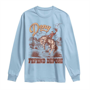 Western Cowboy Long Sleeve Shirt Deny Defend Depose TS02 Light Blue Print Your Wear