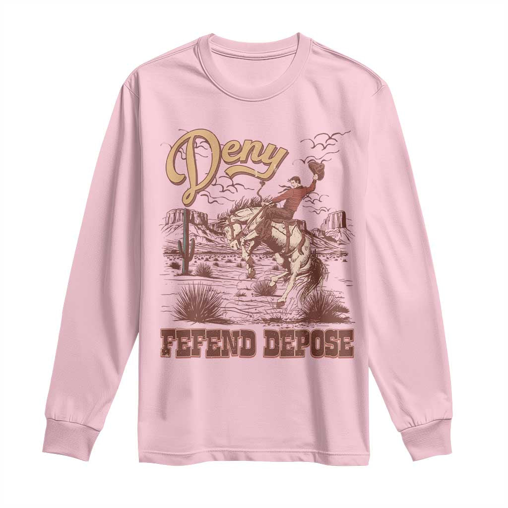 Western Cowboy Long Sleeve Shirt Deny Defend Depose TS02 Light Pink Print Your Wear