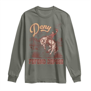 Western Cowboy Long Sleeve Shirt Deny Defend Depose TS02 Military Green Print Your Wear