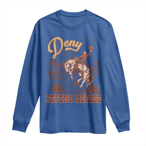 Western Cowboy Long Sleeve Shirt Deny Defend Depose TS02 Royal Blue Print Your Wear