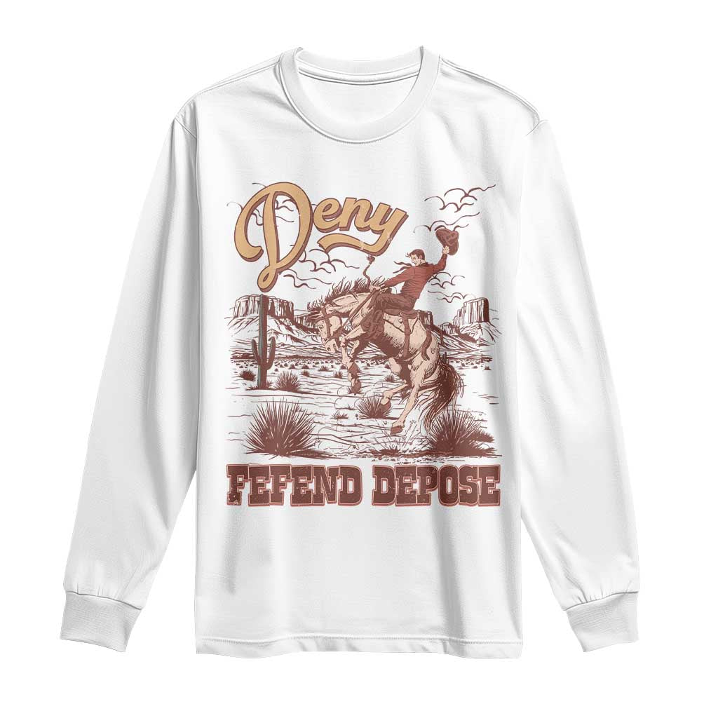 Western Cowboy Long Sleeve Shirt Deny Defend Depose TS02 White Print Your Wear