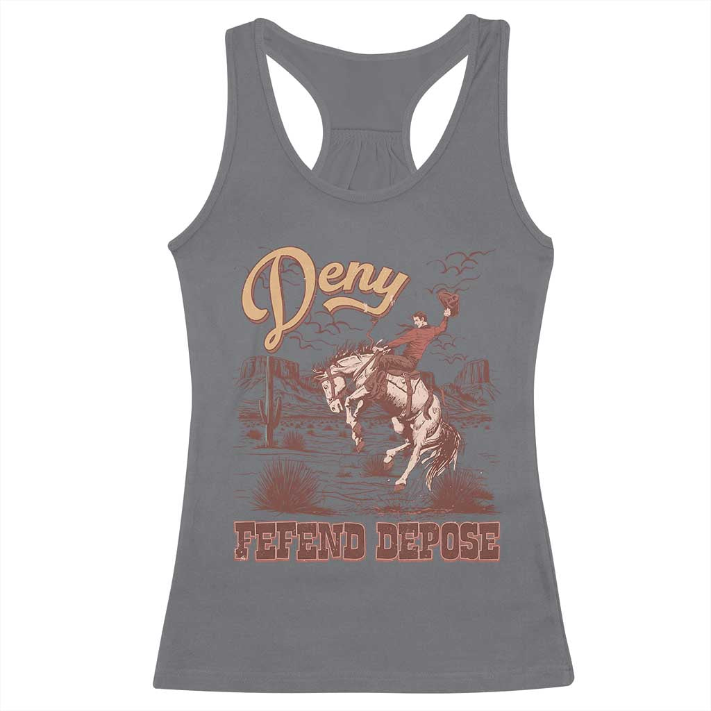 Western Cowboy Racerback Tank Top Deny Defend Depose TS02 Charcoal Print Your Wear