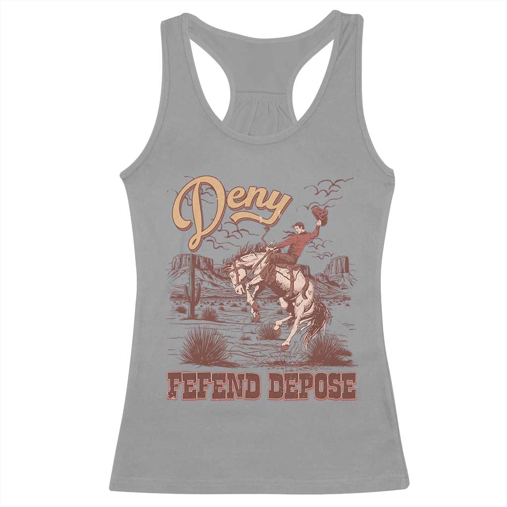 Western Cowboy Racerback Tank Top Deny Defend Depose TS02 Sport Gray Print Your Wear