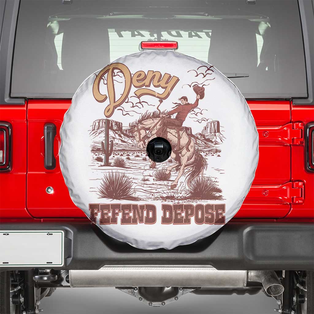 Western Cowboy Spare Tire Cover Deny Defend Depose TS02 White Print Your Wear