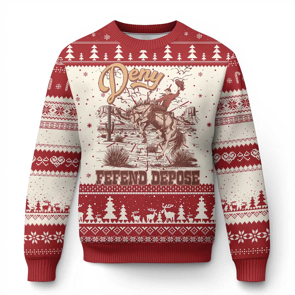 Western Cowboy Knit Sweatshirt Deny Defend Depose TS02 Red Print Your Wear