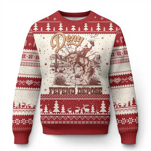 Western Cowboy Knit Sweatshirt Deny Defend Depose TS02 Red Print Your Wear