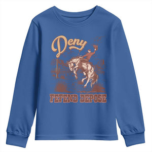 Western Cowboy Youth Sweatshirt Deny Defend Depose TS02 Royal Blue Print Your Wear