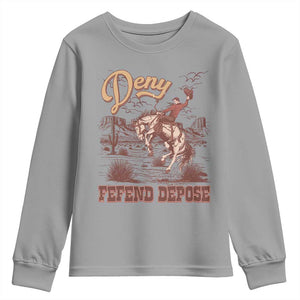 Western Cowboy Youth Sweatshirt Deny Defend Depose TS02 Sport Gray Print Your Wear