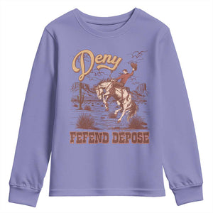 Western Cowboy Youth Sweatshirt Deny Defend Depose TS02 Violet Print Your Wear