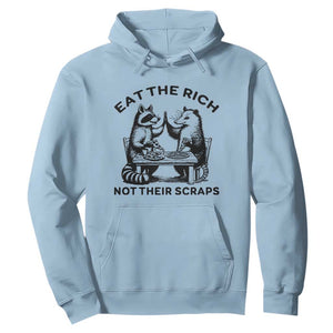 Funny Raccoon Possum Meme Hoodie Eat The Rich Not Their Scraps Sarcasm Retro Minimalist TS02 Light Blue Print Your Wear