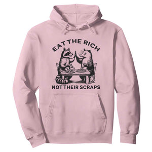 Funny Raccoon Possum Meme Hoodie Eat The Rich Not Their Scraps Sarcasm Retro Minimalist TS02 Light Pink Print Your Wear