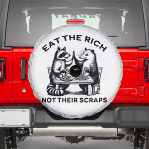 Funny Raccoon Possum Meme Spare Tire Cover Eat The Rich Not Their Scraps Sarcasm Retro Minimalist TS02 White Print Your Wear