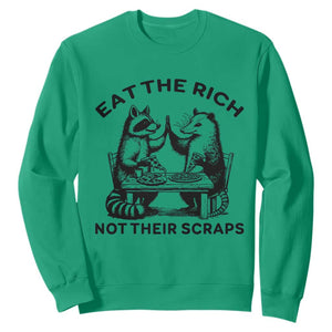 Funny Raccoon Possum Meme Sweatshirt Eat The Rich Not Their Scraps Sarcasm Retro Minimalist TS02 Irish Green Print Your Wear