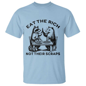 Funny Raccoon Possum Meme T Shirt Eat The Rich Not Their Scraps Sarcasm Retro Minimalist TS02 Light Blue Print Your Wear