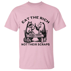 Funny Raccoon Possum Meme T Shirt Eat The Rich Not Their Scraps Sarcasm Retro Minimalist TS02 Light Pink Print Your Wear