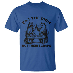 Funny Raccoon Possum Meme T Shirt Eat The Rich Not Their Scraps Sarcasm Retro Minimalist TS02 Royal Blue Print Your Wear